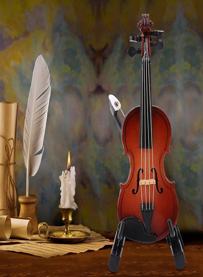 Kodrily Basswood Mini Violin, Miniature Violin with Case and Base, Small Violin Joke, Portable Miniature Musical Instruments with Pull String, Model No Sound Violin for Home Decor - Image 3